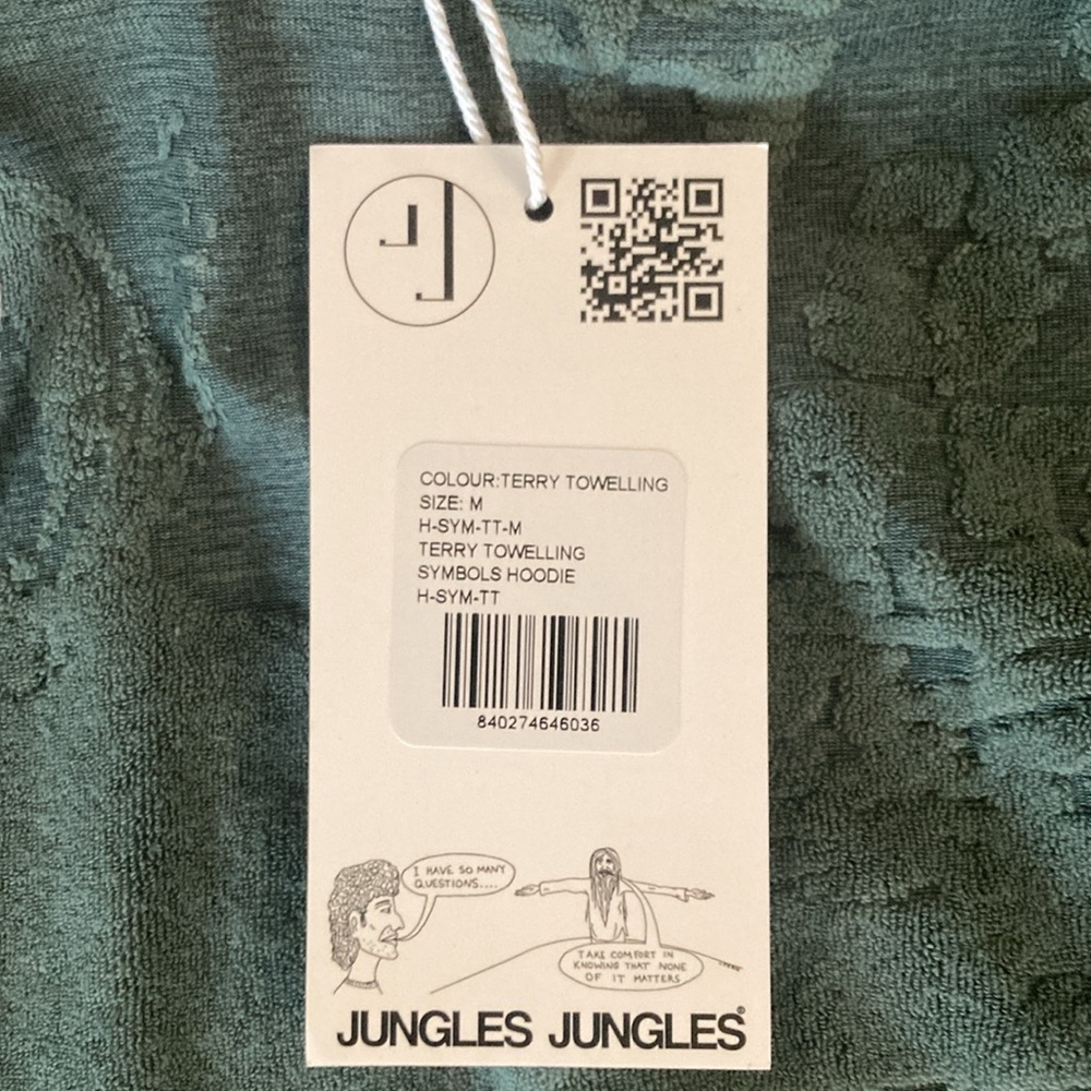 NWT Jungles Jungles Terry Cloth crop cut Green Hoodie. Men’s medium - Picture 2 of 4